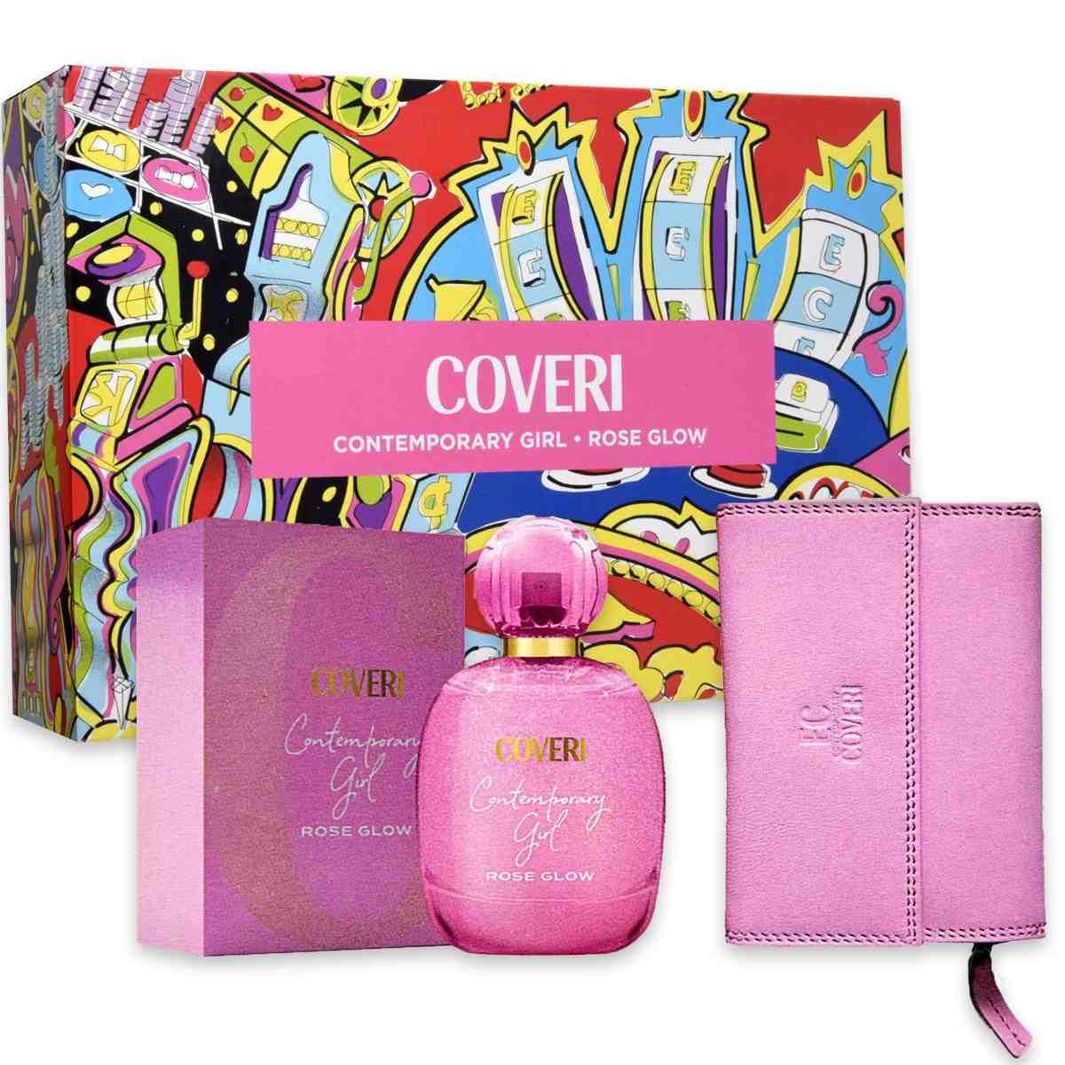 E. coveri cof. contemp. girl rose glow 100 ml + portaf. rosa