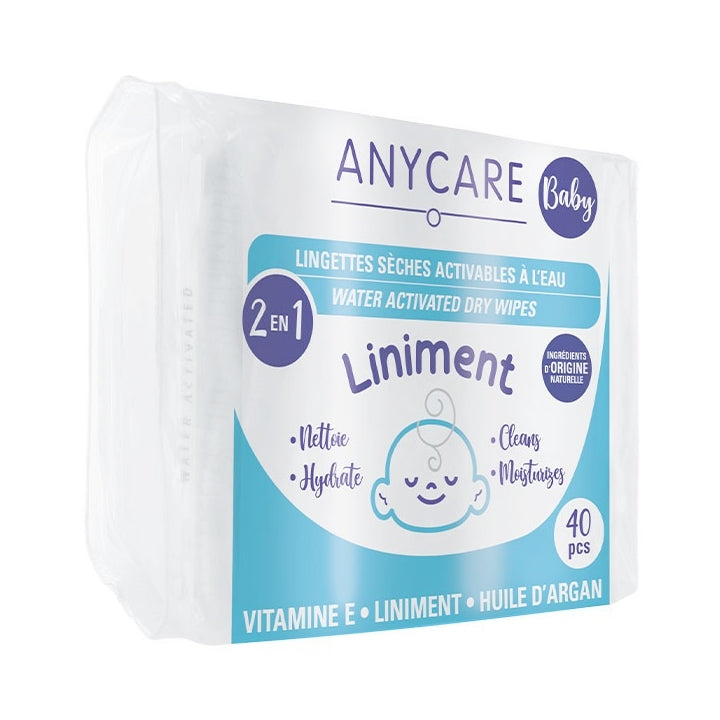 Salviette asciutte impregnate di linimento per bambini Anycare x40