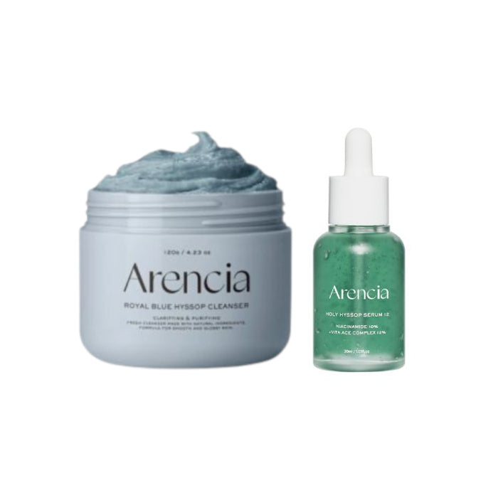 Wholesale Arencia - Fresh Royal Blue Rice Mochi Cleanser - 120g & Holy Hyssop Serum 12 - 30ml Set | Carsha