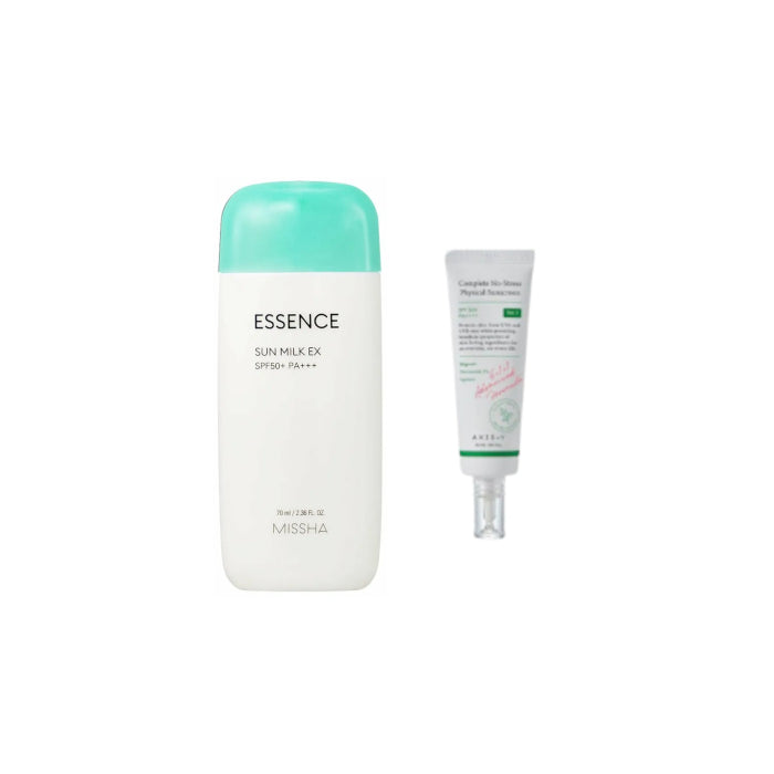 MISSHA - All Around Safe Block Essence Sun Milk EX - 70ml (SPF50+ PA+++) X AXIS-Y - Complete No Stress Physical Sunscreen...