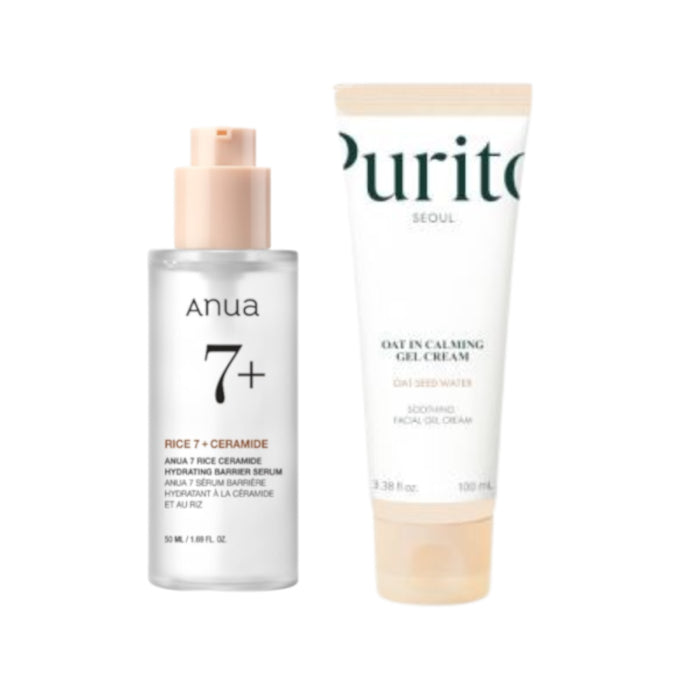Wholesale Purito SEOUL - Oat-In Calming Gel Cream - 100ml + ANUA - 7 Rice Ceramide Hydrating Barrier Serum - 50ml Set | Carsha