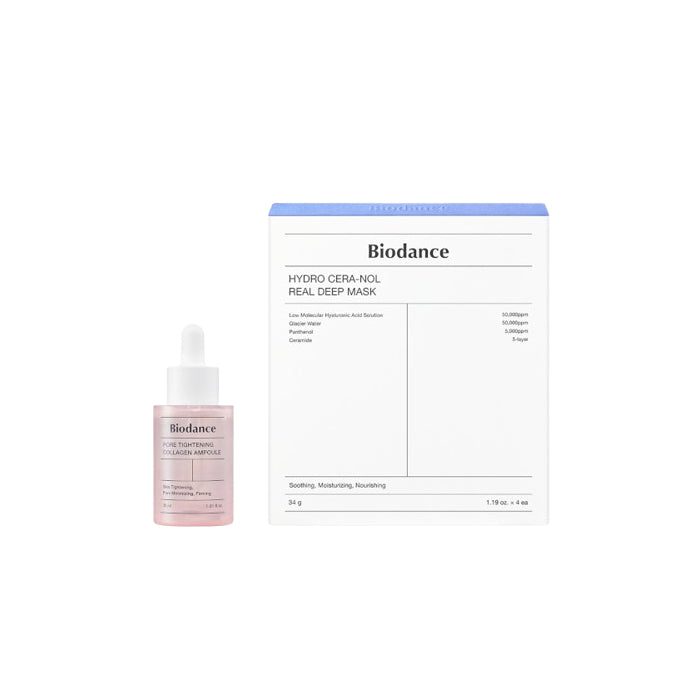 Wholesale Biodance - Hydro Cera-Nol Real Deep Mask - 4pcs + Pore Tightening Collagen Ampoule - 50ml Set | Carsha