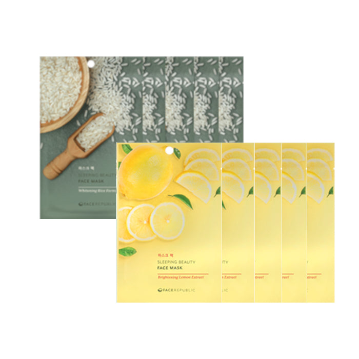 face republic - face republic - Sleeping Beauty Face Mask - 23ml - Whitening Rice Formula (5ea) + Sleeping Beauty Face Mask -...