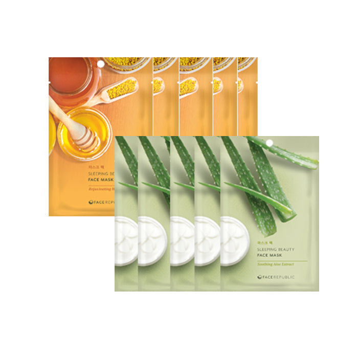 face republic - Sleeping Beauty Face Mask - 23ml - Soothing Aloe Extract (5ea) + Sleeping Beauty Face Mask - 23ml -...