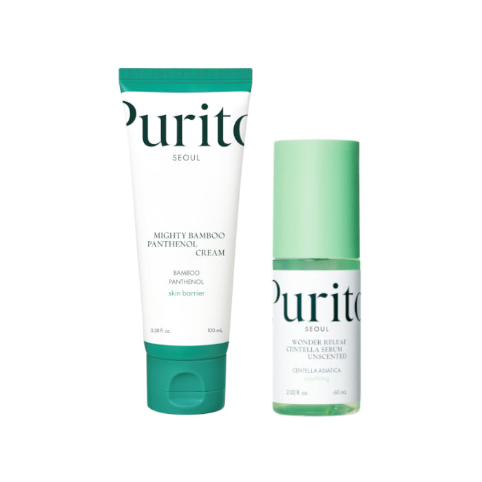 Wholesale Purito SEOUL - Mighty Bamboo Panthenol Cream - 100ml + Wonder Releaf Centella Serum Unscented - 60ml Set | Carsha