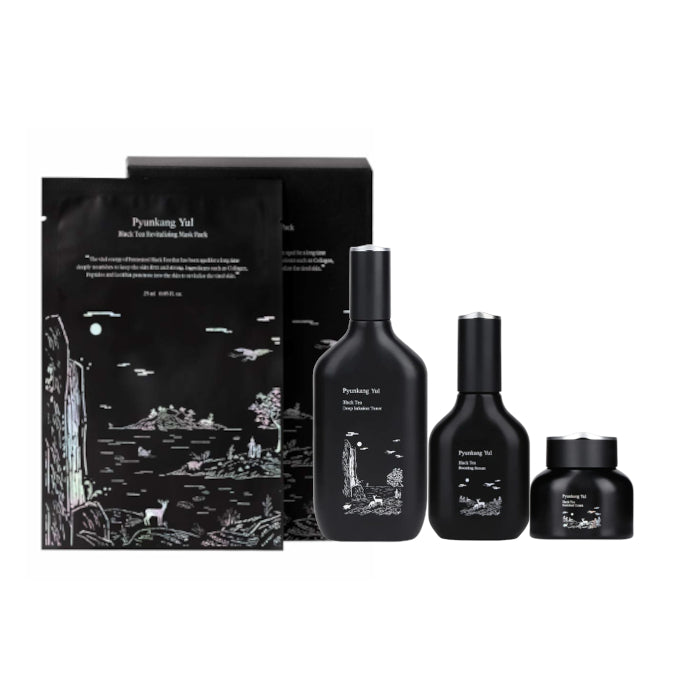 Wholesale Pyunkang Yul Black Tea Deep Infusion Toner - 130ml 1ea + Black Tea Boosting Serum - 45ml 1ea + Black Tea Revitalizing Mask | Carsha