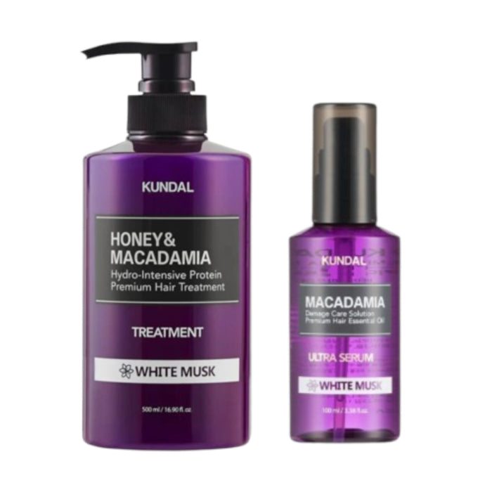Wholesale KUNDAL - Honey & Macadamia Protein Hair Treatment - 500ml + Hair Serum - 100ml Set - White Musk | Carsha
