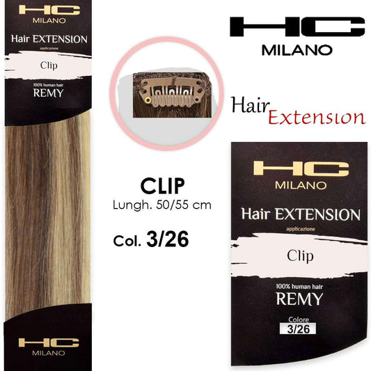 Hc milano extension 3 clip remy largh.14-16cm lungh.50cm col.3/26