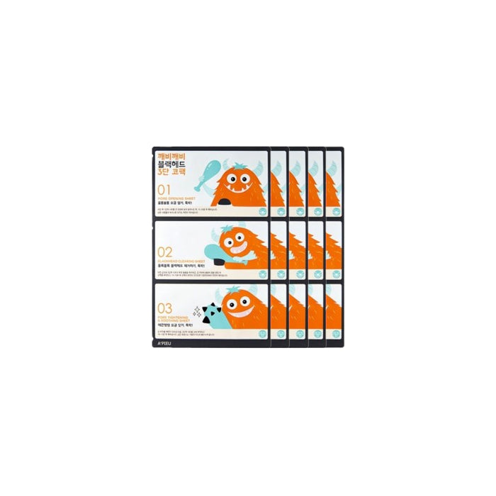 Wholesale A'PIEU - Goblin Blackhead 3 Step Nose Pack - 1pc 5ea Set | Carsha