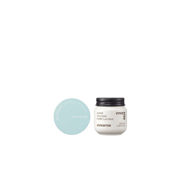 Wholesale innisfree - No-Sebum Mineral Powder New Version - 5g 1ea + Super Volcanic Pore Clay Mask - 100ml 1ea Set | Carsha