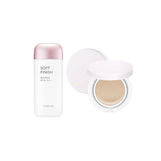 Wholesale MISSHA All-Around Safe Block Soft Finish Sun Milk SPF50+ PA+++ - 70ml 1ea + Magic Cushion Cover Lasting - 15g SPF50+ PA+++ | Carsha