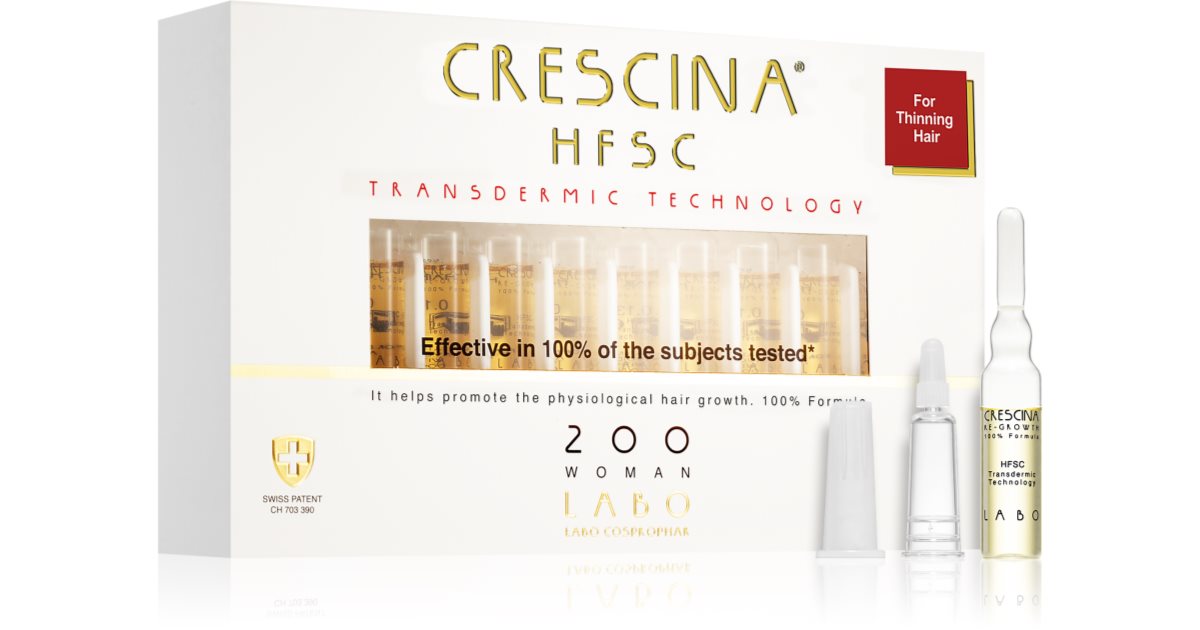 Crescina Cura della crescita dei capelli per le donne Grado transdermico 200 (fase iniziale) 20 x 3,5 ml