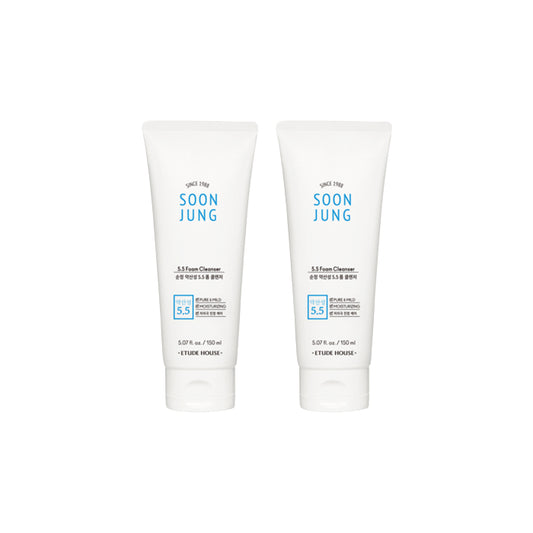 Wholesale Deal ETUDE - Soon Jung 5.5 Foam Cleanser - 150ML - White 2ea Set | Carsha