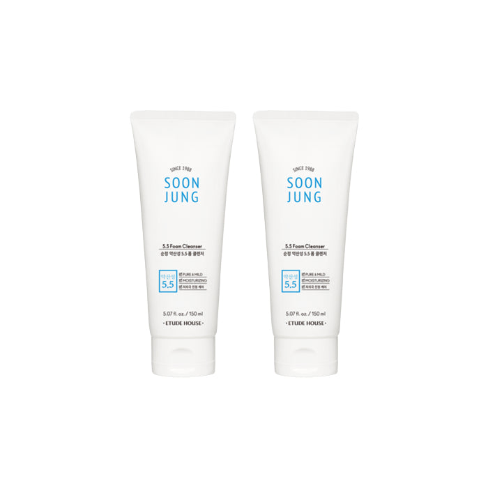 Wholesale Deal ETUDE - Soon Jung 5.5 Foam Cleanser - 150ML - White 2ea Set | Carsha
