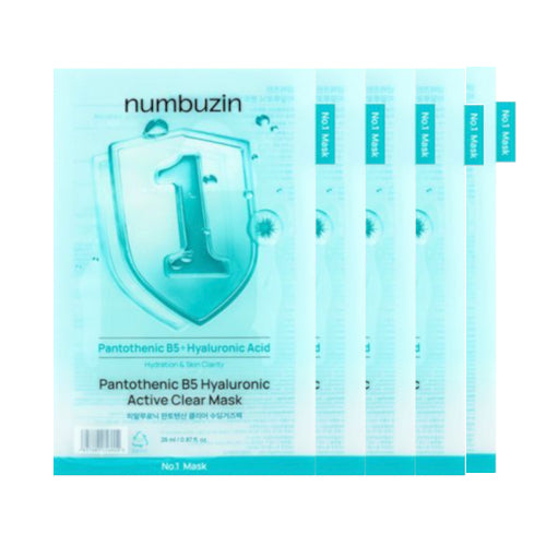 Wholesale Deal numbuzin - No. 1 Pantothenic B5 Hyaluronic Active Clear Mask New Version of No.1 Dewy Glow Spa Sheet Mask - 27g*5ea | Carsha