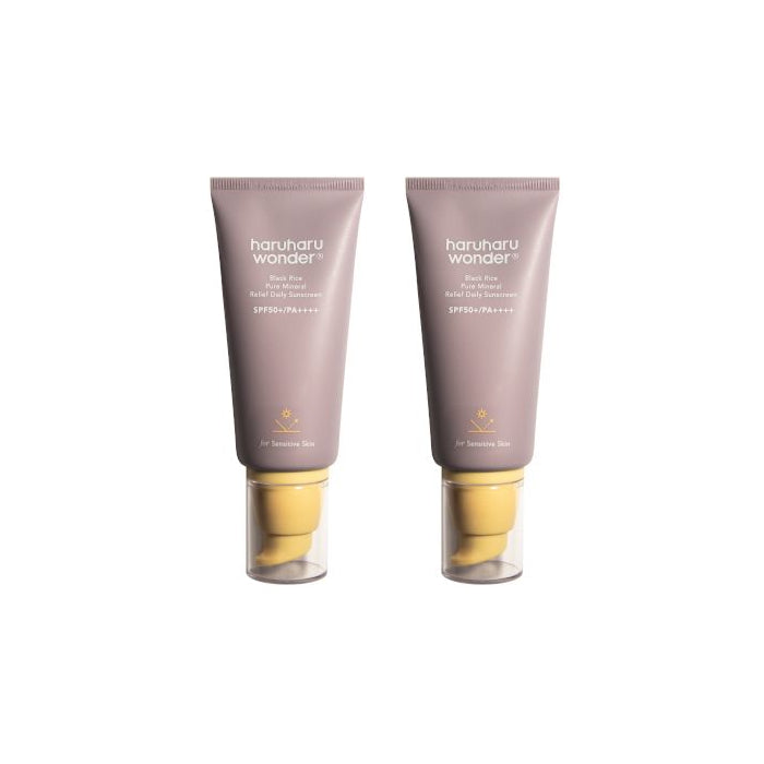 Wholesale haruharu wonder - Black Rice Pure Mineral Relief Daily Sunscreen SPF50+ PA++++ - 50ml 2ea Set | Carsha