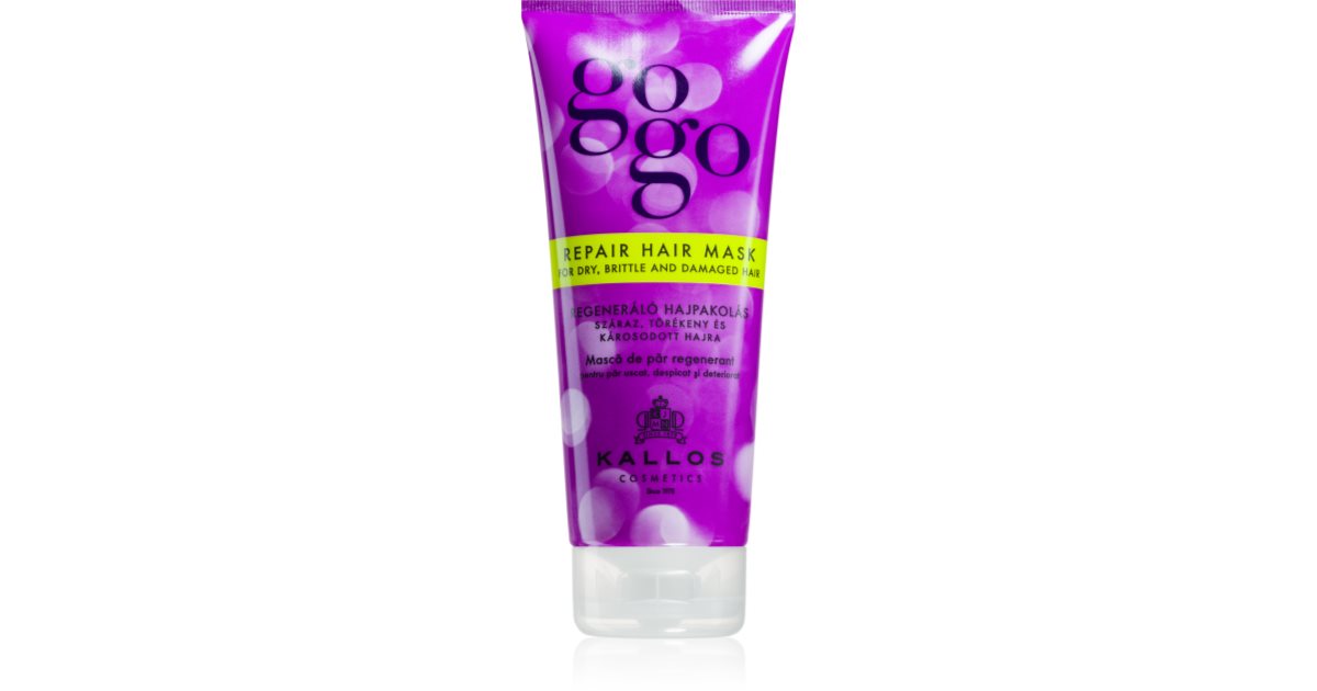 Kallos Maschera Rigenerante Capelli Secchi e Danneggiati GoGo (Maschera Riparante Capelli Secchi, Fragili e Danneggiati) 200 ml