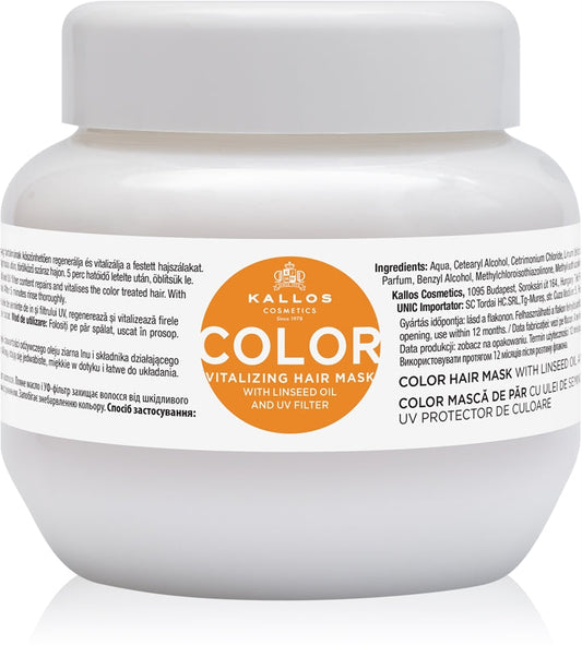Kallos Maschera per capelli colorati con olio di lino e filtro UV (Color Hair Mask) - Volume: 275 ml