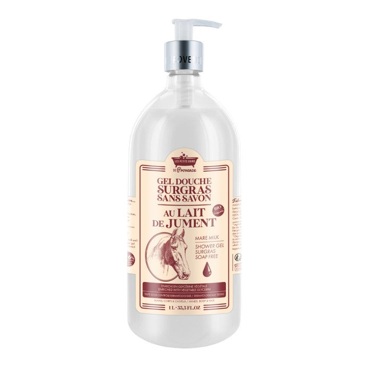 Les Petits Bains de Provence Gel Doccia Surgras senza sapone al latte di giumenta BIO 1L