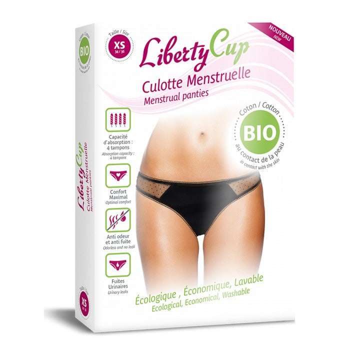 Liberty Cup Mutandine Mestruali Plumetis Nero BIO Taglia XS