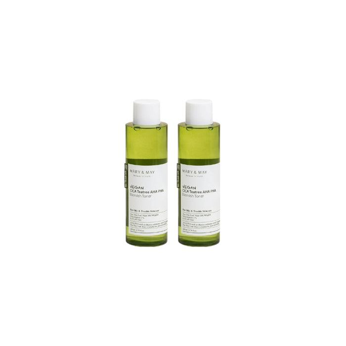 Wholesale Mary&May Vegan CICA Teatree AHA PHA Blemish Toner - 200ml 2ea Set | Carsha