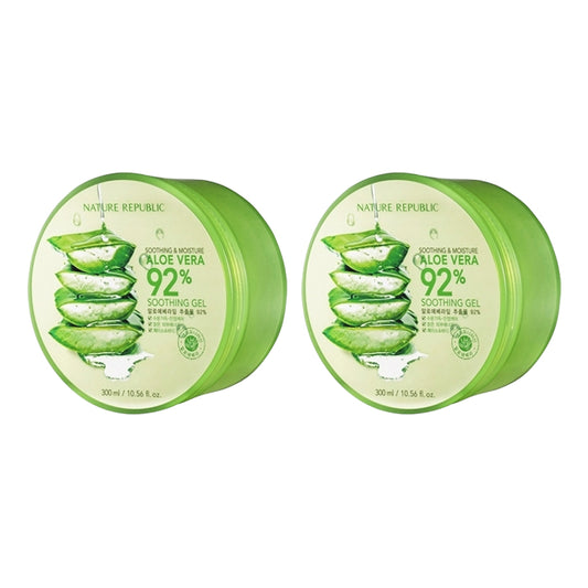 NATURE REPUBLIC Soothing & Moisture Aloe Vera 92% Soothing Gel - 300ml (2ea) Set