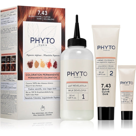 Wholesale Phyto Color Colorazione Permanente Arricchita con Pigmenti Vegetali 7.43 Biondo Ramato Dorato | Carsha