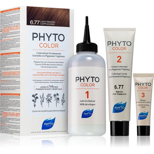 Wholesale Phyto Color Colorazione Permanente Arricchita con Pigmenti Vegetali 6.77 Marrone Chiaro Cappuccino | Carsha
