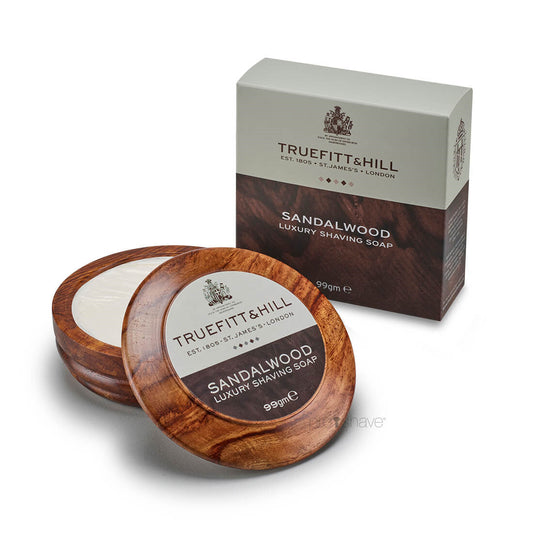 Sapone da barba di lusso Truefitt & Hill Sandalwood in ciotola di legno 99gr
