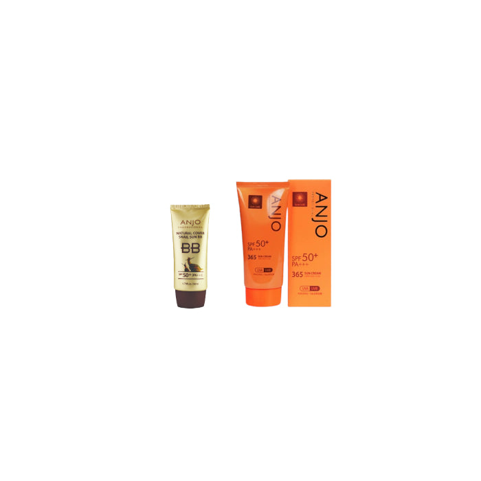 Wholesale ANJO - 365 Sun Cream SPF50+ PA+++ - 70g 1ea + Natural Cover Snail Sun BB Cream SFP50+ PA+++ - 50ml 1ea Set | Carsha