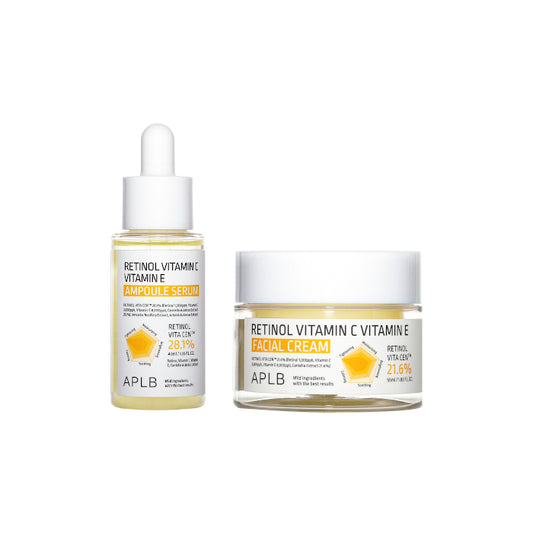 APLB - Retinol Vitamin C Vitamin E Ampoule Serum - 40ml (1ea) + Facial Cream - 55ml (1ea) Set