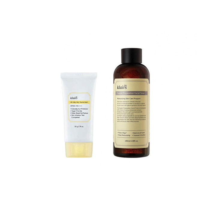 Wholesale Dear; Klairs - Supple Preparation Facial Toner - 180ml + All-day Airy Sunscreen SPF50+ PA++++ - 50g 1ea Set | Carsha