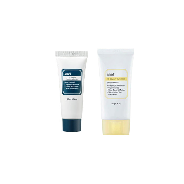 Wholesale Dear; Klairs Rich Moist Soothing Cream - 20ml + All-day Airy Sunscreen SPF50+ PA++++ - 50g 1ea Set | Carsha