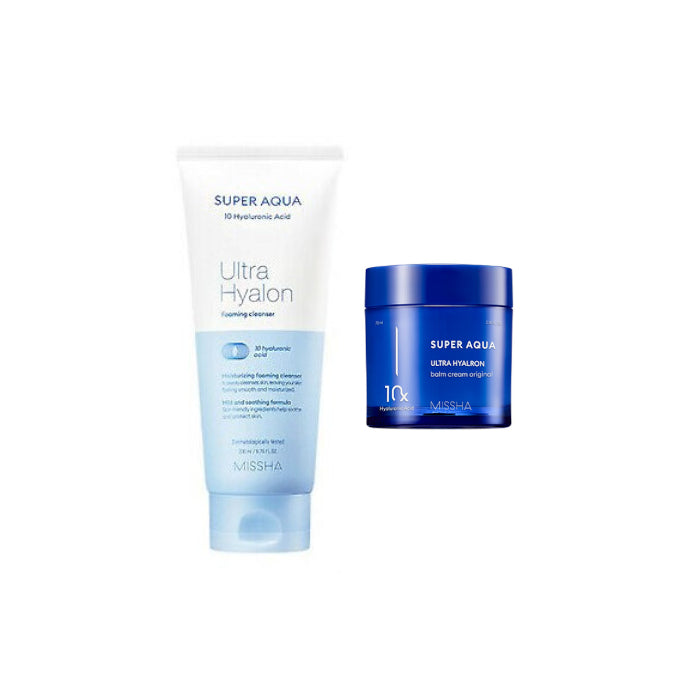 Wholesale MISSHA - Super Aqua Ultra Hyalon Foaming Cleanser - 200ml 1ea + Hyalron Balm Cream - 70ml 1ea Set | Carsha