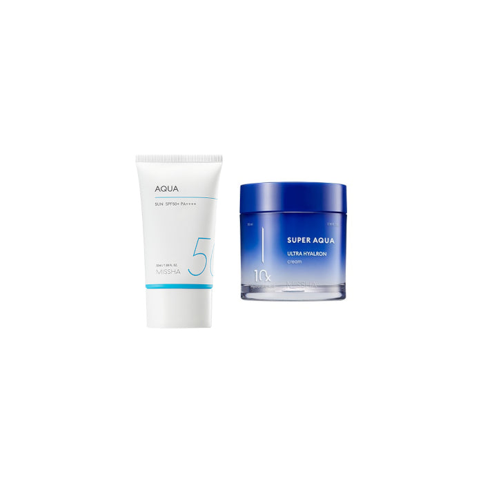 Wholesale MISSHA - All-Around Safe Block Aqua Sun SPF50+ PA++++ - 50ml 1ea + Super Aqua Ultra Hyalron Cream - 70ml 1ea Set | Carsha