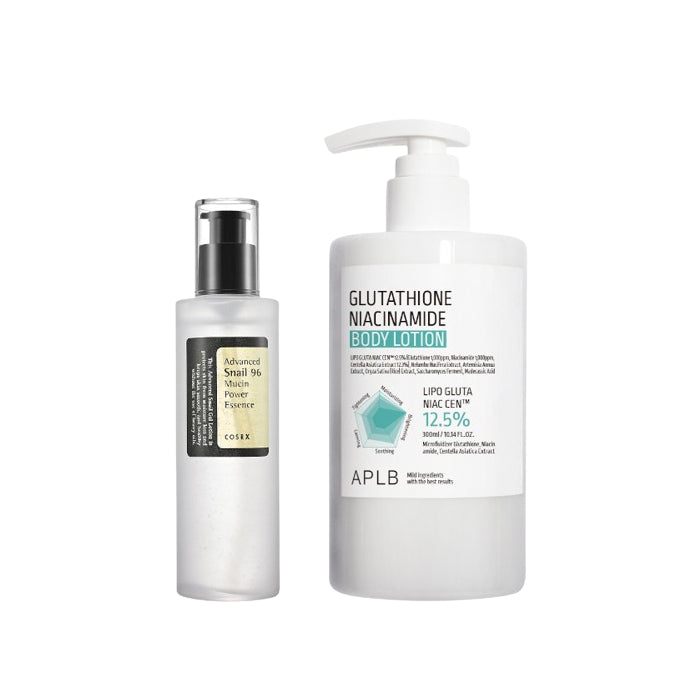 Wholesale COSRX - Advanced Snail 96 Mucin Power Essence 100ml + APLB - Glutathione Niacinamide Body Lotion - 300ml Set | Carsha