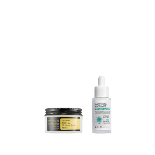 Wholesale COSRX - Advanced Snail 92 All In One Cream - 100g + APLB - Glutathione Niacinamide Ampoule Serum - 40ml Set | Carsha