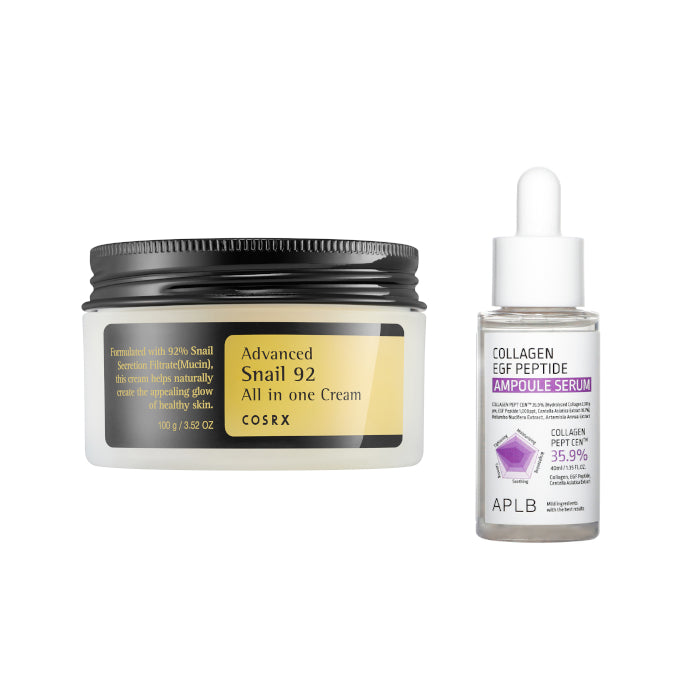 Wholesale COSRX - Advanced Snail 92 All In One Cream - 100g + APLB - Collagen EGF Peptide Ampoule Serum - 40ml Set | Carsha