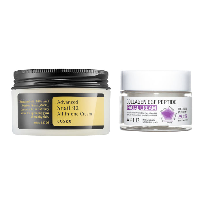 Wholesale COSRX - Advanced Snail 92 All In One Cream - 100g + APLB - Collagen EGF Peptide Facial Cream - 55ml Set | Carsha
