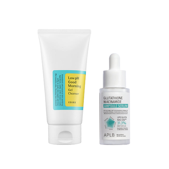 Wholesale COSRX - Low pH Good Morning Gel Cleanser - 150ml + APLB - Glutathione Niacinamide Ampoule Serum - 40ml Set | Carsha