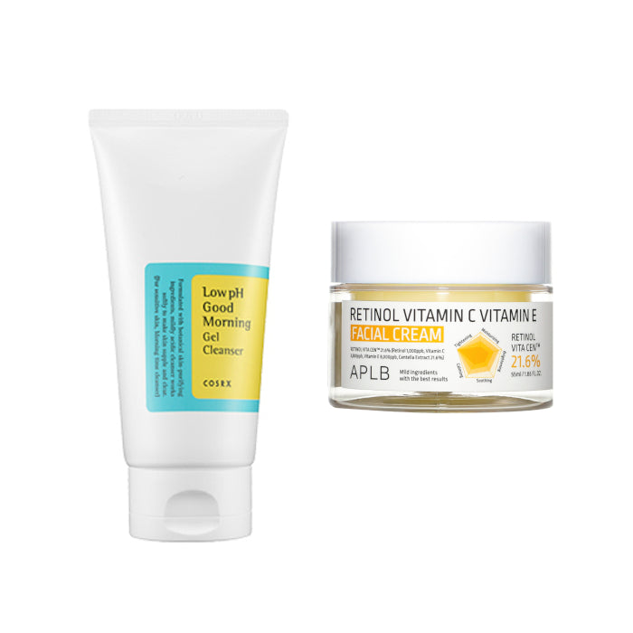 Wholesale COSRX - Low pH Good Morning Gel Cleanser - 150ml + APLB - Retinol Vitamin C Vitamin E Facial Cream - 55ml Set | Carsha