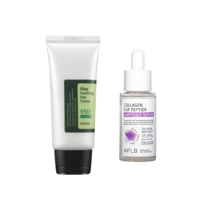 Wholesale COSRX - Aloe Soothing Sun Cream SPF50+ PA+++ - 50ml + APLB - Collagen EGF Peptide Ampoule Serum - 40ml Set | Carsha