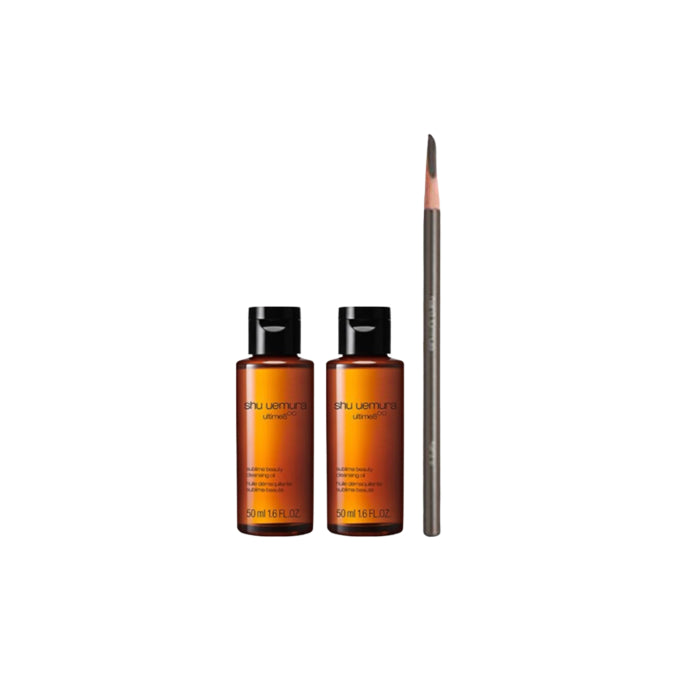 Wholesale Shu Uemura Hero Set E Ultime8 Sublime Beauty Cleansing Oil - 50ml 2pcs & H9 Hard Formula Eyebrow Pencil - 02 Seal Brown | Carsha