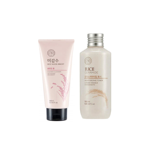 Wholesale THE FACE SHOP Rice Water Bright Foaming Cleanser - 300ml 1ea + Rice & Ceramide Moisturizing Toner - 150ml 1ea Set | Carsha