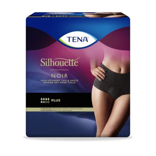 Wholesale Tena Silhouette Nero Plus Size L Intimo Vita Alta x8 | Carsha