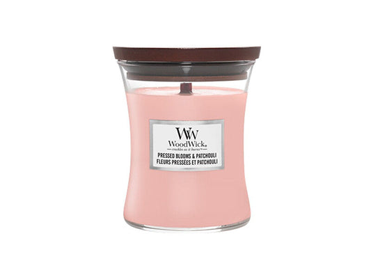 Woodwick Candela profumata vaso medio Pressed Blooms & Patchouli 275 g
