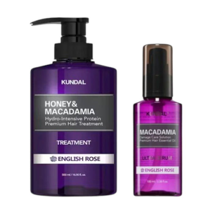 Wholesale KUNDAL - Honey & Macadamia Protein Hair Treatment - 500ml + Hair Serum - 100ml Set - English Rose | Carsha