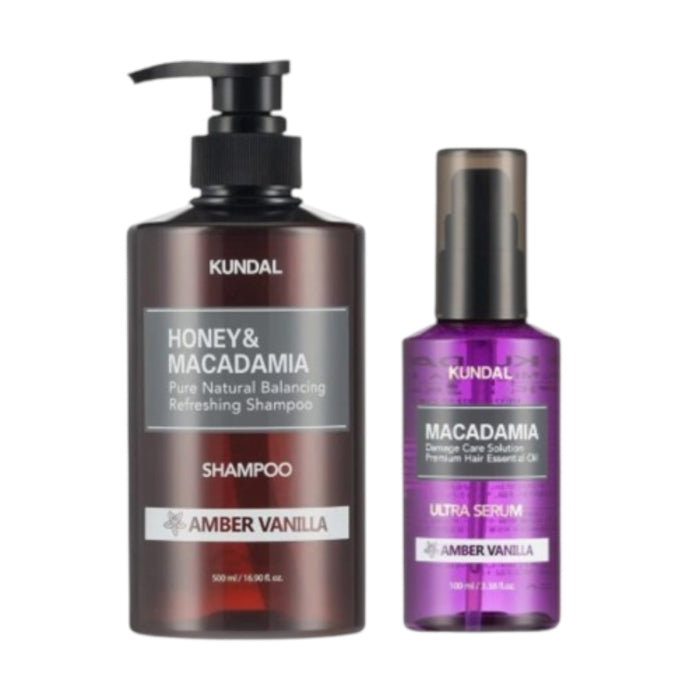 Wholesale KUNDAL - Honey & Macadamia Nature Shampoo - 500ml + Hair Serum - 100ml Set - Amber Vanilla | Carsha