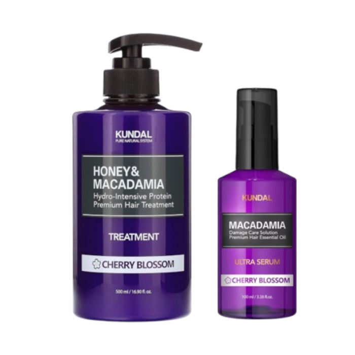 Wholesale KUNDAL - Honey & Macadamia Protein Hair Treatment - 500ml + Hair Serum - 100ml Set - Cherry Blossom | Carsha